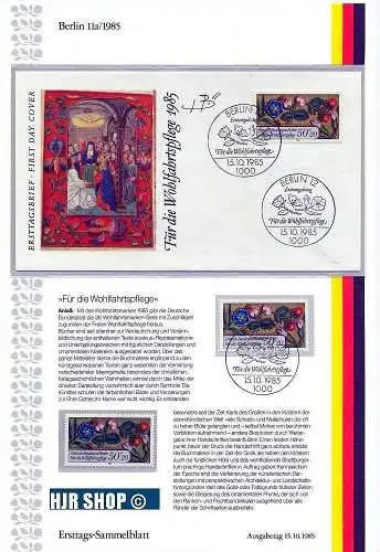 Berlin, 1985, 15. Okt. Wohlfahrt: Miniaturen, Minr. 744,745,746,747, ETB 11a,11b,11c,11d/1985