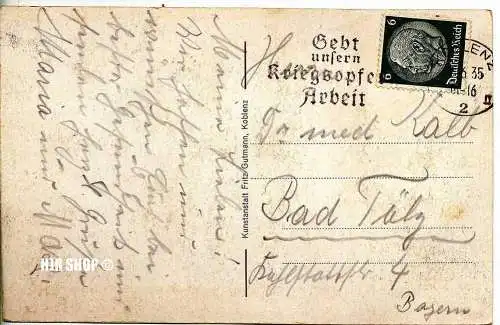 Postkarte, Koblenz, deutsches Eck