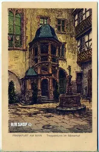Postkarte, Treppenturm im Römerhof