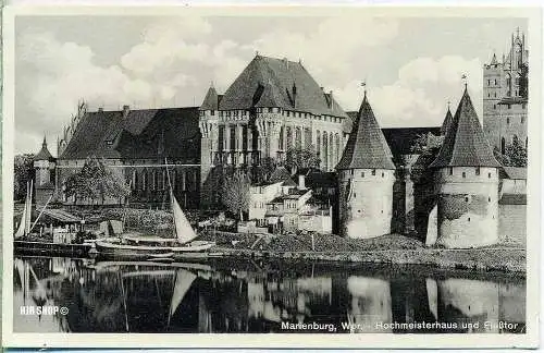Ansichtskarte, Marienburg (Ordensburg) Wpr. Hochmeisterhaus und Flußtor