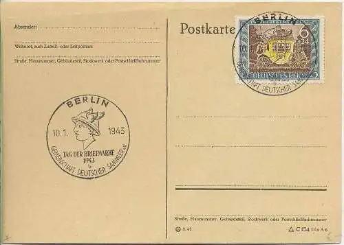 Postkarte,  ungelaufen 10.01.1943/BERLIN