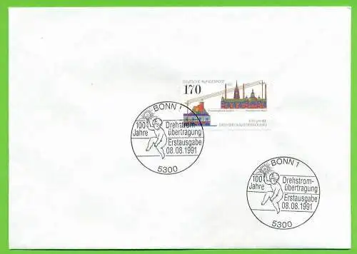 1991, 8. Aug. 100 Jahre Energieübertragung, 1557 170Pf.**, FDC