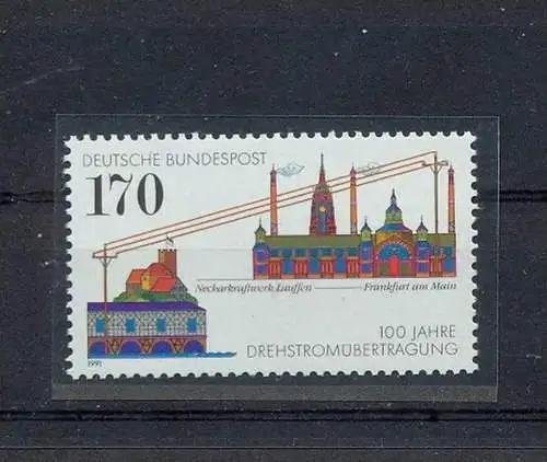 1991, 8. Aug. 100 Jahre Energieübertragung, 1557 170Pf.**, FDC