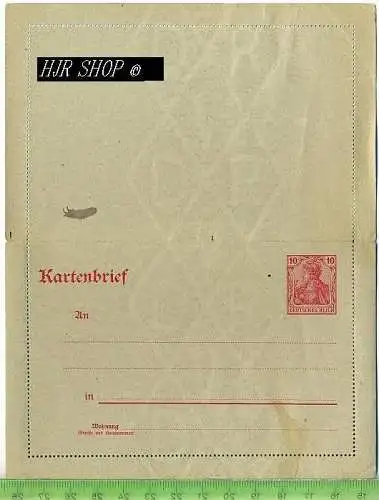Kartenbrief, Deutsches Reich 10 Pf, rot,  postfrisch, WZ DVR