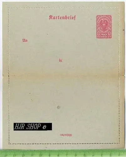 Kartenbrief, Deutschösterreich 40 Heller, rot, postfrisch