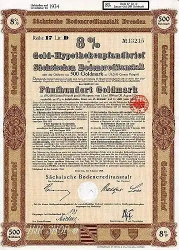 Gold – Hypothekenpfandbrief der Sächsischen Bodencreditanstalt