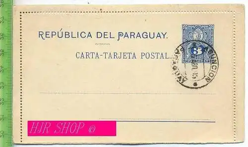 Repùblica Del Paraquay,  gestempelt, 5.08.1893, Asuncion Paraquay