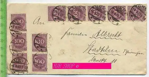 Brief,10 x 100 Mark Ziffer, in guter a.- Farbe violettpurpur,