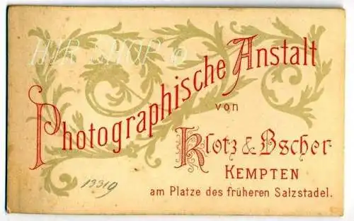 Klotz & Bscher, Kempten vor 1900 kl.. Format, s/w., I-II,