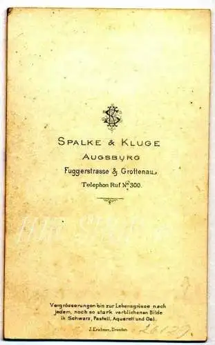 Spalke & Kluge, Augsburg a. D. vor 1900 kl.. Format, s/w., I-II,