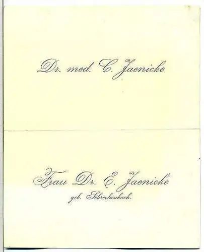 Dr. med. G. Jaenicke, Frau Dr. E. Jaenicke,