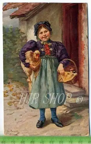 Mädchen mit Huhn Gel. 2.01.1915 / Bittkau