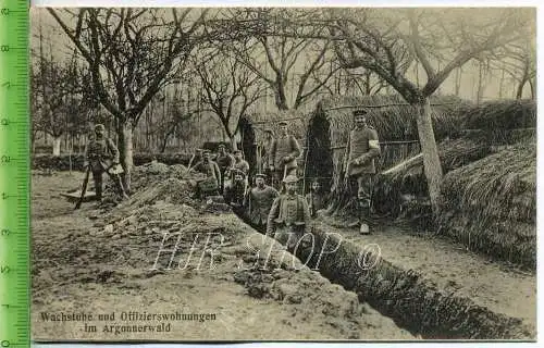 Feldpost nach Tangerhütte, Wachstube und Offizierswohnungen im Argonnerwald