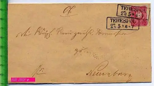 Kaiserreich, Ganzsache, Faltbrief ohne Inhalt 10Pfe. 1875 in a. Farbe, gestempelt Terespol vor 1900