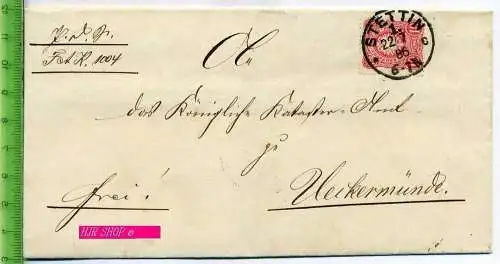 Kaiserreich, Ganzsache, Faltbrief ohne Inhalt 10Pfe. 1886 in a. Farbe, gestempelt Stettin 22.07.1886