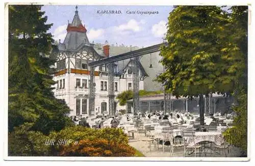 Feldpost, Karlsbad, Cafe Geysirpark, gelaufen 15.03.1944