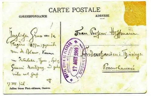 J.J. 6007 Chamonix-Le Mont-Blanc, gelaufen 17.08.1909