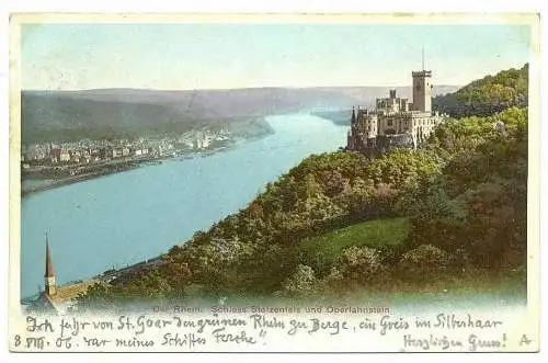Der Rhein, Schloss Stolzenfels und Oberlahnstein, 8.08.1903