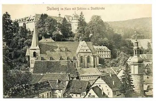 Stolberg im Harz mit Schloss u. Stadtkirche, ungelaufen