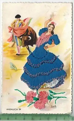 Flamenko, Karte bestickt, Verlag: ---------------, POSTKARTE, Frankatur,  Stempel, Erhaltung: I-II,