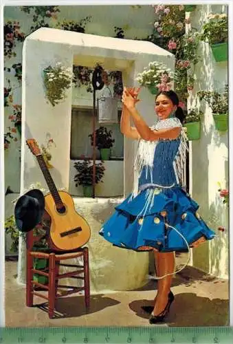 Flamenko, Karte bestickt, Verlag: ---------------, POSTKARTE, Frankatur,  Stempel, Erhaltung: I-II,