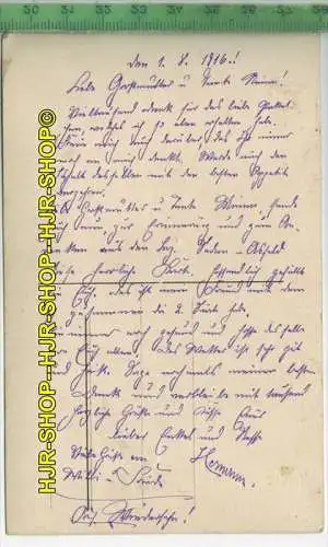 Zwei Soldaten - 1916-, Verlag: --------,  POSTKARTE-ohne Frankatur, ohne  Stempel, 1.8.16  gelaufen, Erhaltung: I-II