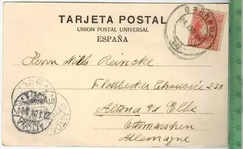 Granada, Salon de Embajadores desde la entrada Verlag: ----,  Postkarte Mit Frankatur, mit Stempel GRANADA 24. Apr. 1904