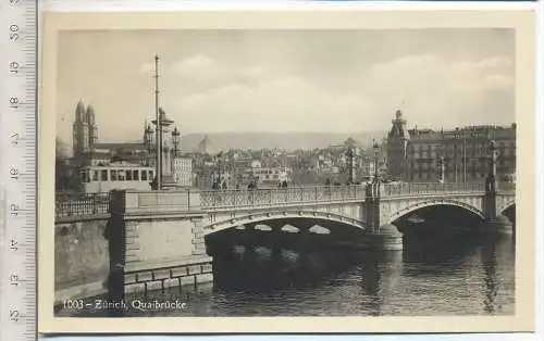 Zürich – Quaibrücke, Verlag: Alfredo Finzi, Postkarte,  Erhaltung: I –II Karte wird in Klarsichthülle verschickt.(M)