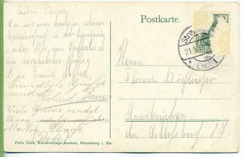Strassburg, rangerie Bauernhaus um 1910/1920 Verlag: Felix Luib,  POSTKARTE,  ohne Frankatur, mit Stempel, Stassburg 21.