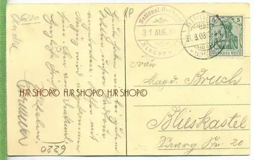 National-Denkmal auf dem Niederwald um1900/1910 Verlag:  --,  POSTKARTE ,  mit Frankatur, mit Stempel  Bingen 31.8.08 Er