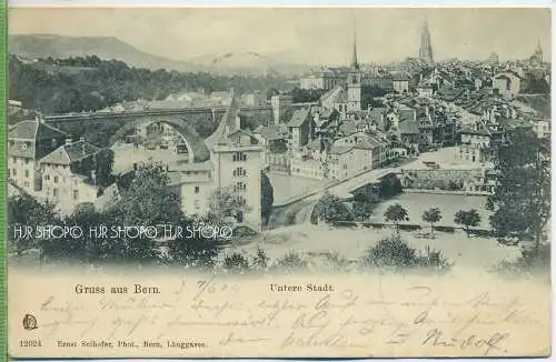 BERN, Untere Stadt um 1900/1910, Verlag: Ernst Selhofer Phot.Bern, Länggasse , Postkarte mit Frankatur, mit Stempel,