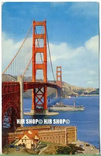 „San Francisco, Golden Gate Bridge“ um 1950/1960  ANSICHTSKARTE,  ohne Frankatur, ohne Stempel,