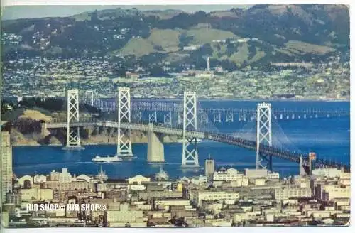 „San Francisco, Oakland bay Bridge“ um 1950/1960  ANSICHTSKARTE,  ohne Frankatur, Stempel,