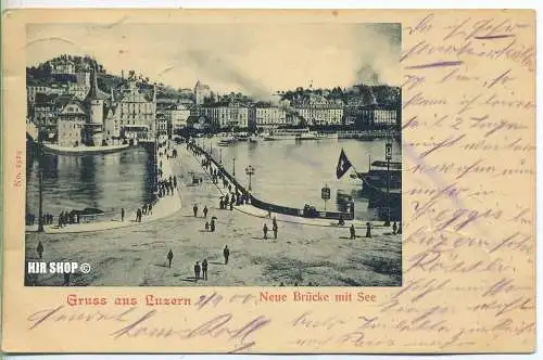 Postkarten:  Luzern, Neue Brücke mit See