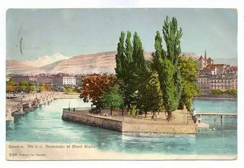 Geneve, He J.-J. Rousseau et Mont Blanc