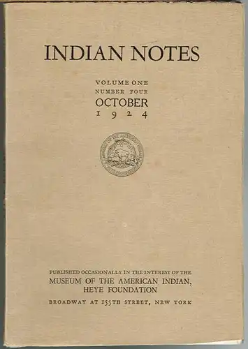 Indian Notes. Volume One, Number Four, October 1924.