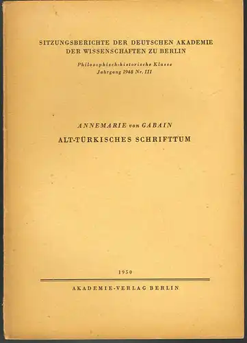 Annemarie v. Gabain: Alt-Türkisches Schrifttum.