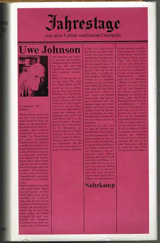 Uwe Johnson: Jahrestage. Aus dem Leben von Gesine Cresspahl. Band 2.