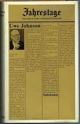 Uwe Johnson: Jahrestage. Aus dem Leben von Gesine Cresspahl. Band 3.