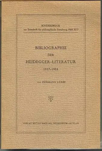 Hermann Lübbe: Bibliographie der Heidegger-Literatur 1917-1955.