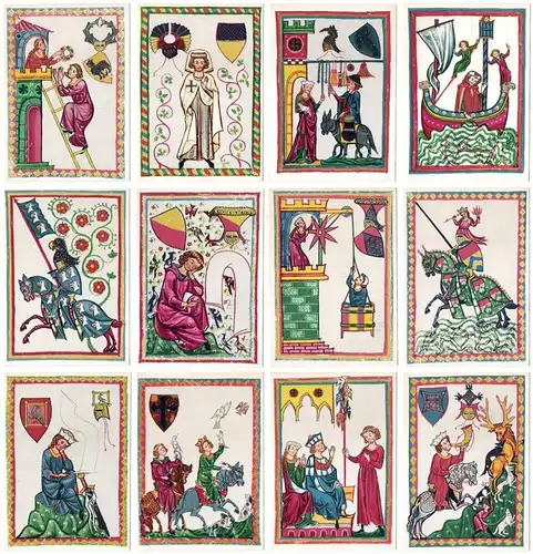 12 Postkarten Mittelalterliche Liedsänger, Minnesänger