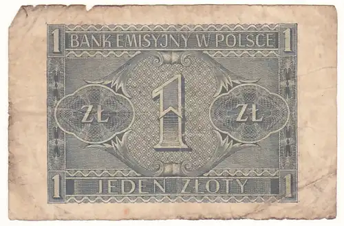 Alter Geldschein aus Polen - 1 Zloty 1941