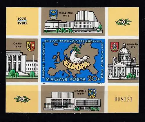 Ungarn Nur Hauptgebiet 1980 Nr Block 147 B postfrisch Postfrisch / **