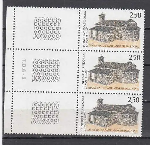 Andorra (franz.)  Nr 436 3.-er Streifen Postfrisch / **