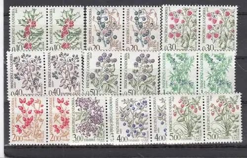 Andorra (franz.)  Nr 53/62 Porto waag. Paar Postfrisch / **