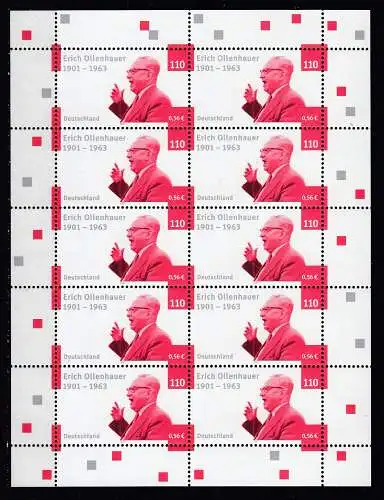 Bundesrep. Deutschland 2001 Nr Zehnerbogen 2174 Postfrisch / **