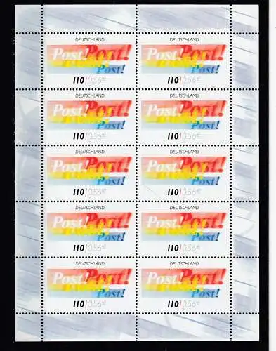 Bundesrep. Deutschland 2001 Nr Zehnerbogen 2179 Postfrisch / **