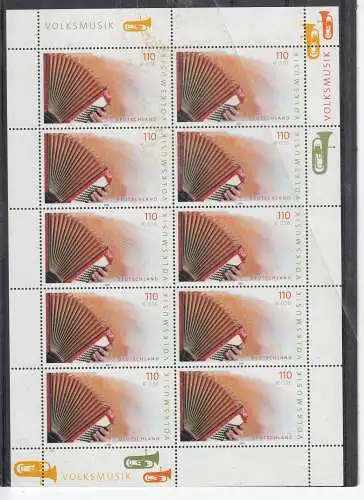 Bundesrep. Deutschland 2001 Nr Zehnerbogen 2180 Postfrisch / **