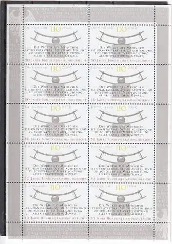 Bundesrep. Deutschland 2001 Nr Zehnerbogen 2214 Postfrisch / **