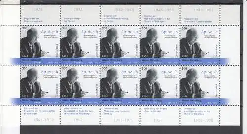 Bundesrep. Deutschland 2001 Nr Zehnerbogen 2228 Postfrisch / **